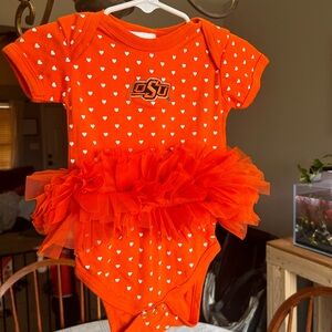 Orange OSU Kids One Piece Bodysuit with Tutu